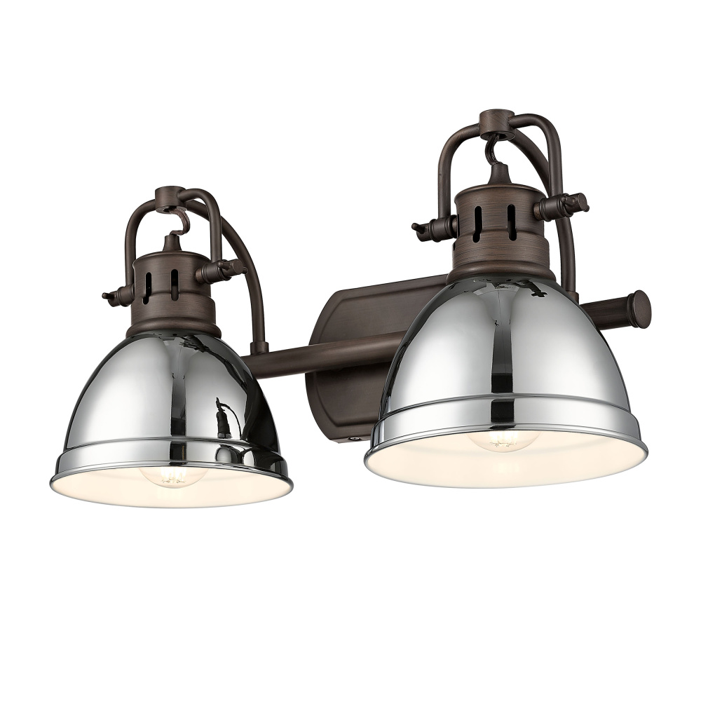 Yep by Golden Lighting Duncan 2-light Vanity in Rubbed Bronze and Chrome shade